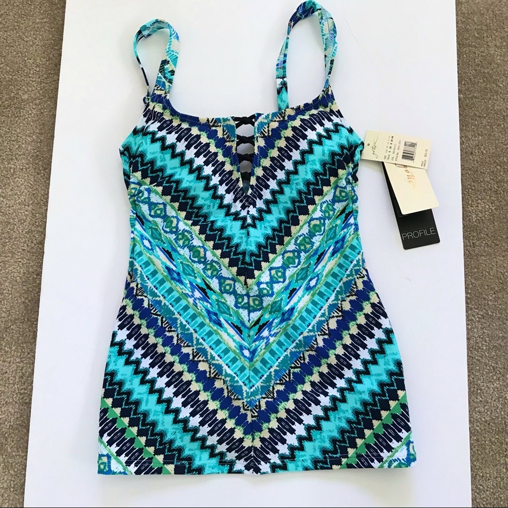 ✴️Profile by Gottex Tankini Swim Top in Buena Vista Pattern, Sz6, NWT.